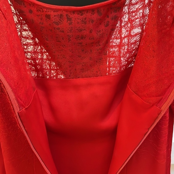 AKRIS Stunning silk blend Evening Gown maxi Red with mesh and embroidery XXS - Picture 6 of 8